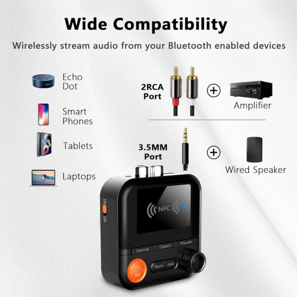 Dtaigou Receptor inalámbrico,Receptor inalámbrico para Altavoces | Adaptador de Amplificador inalámbrico con Cable de Audio de 3,5 mm,Admite Entrada de Tarjeta TF y Reproductor de MP3 - Image 5