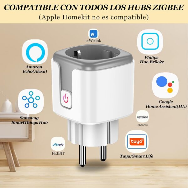 SURFOU Zigbee Enchufe Inteligente WiFi Compatible con Philips Hue, Alexa, Google Home, Smart Plug con Consumo Electrico, Temporizador, Control Remoto de Voz, HUE Bridge Necesario, 16A (1 Pack) - Image 3