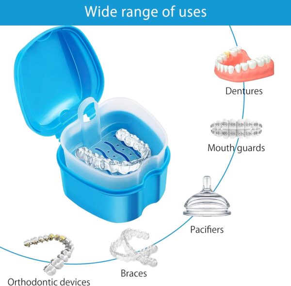 HENGBIRD 4 caja ferula dental, caja para prótesis, caja de dentaduras, caja de dentaduras, funda invisalign, caja dentadura postiza, cepillo para dentaduras postizas, contenedor para limpieza - Image 5