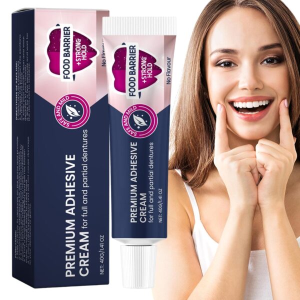 Uhngw Adhesivo para dentaduras postizas,Crema adhesiva para dentaduras postizas - Crema para dentaduras postizas de 40 g para una sujeción segura | Crema adhesiva de fijación fuerte durante todo el