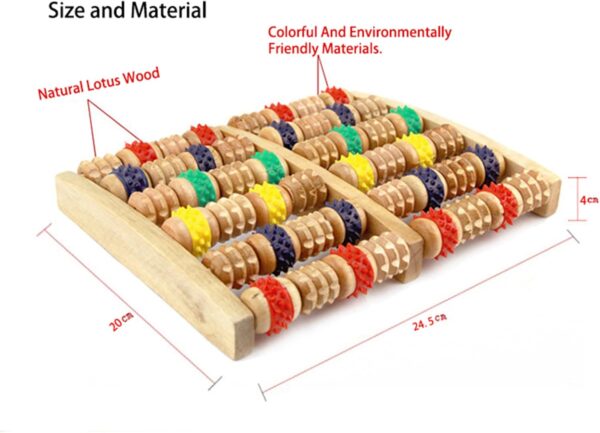 WSNDM Masajeador De Pies De Color De 6 Filas De Rodillos, Masajeador De Pies De Madera De Los Pies Para Reflexología Del Pie,Fascitis Plantar,Alivia El Dolor, Relaja y Reduce El Estrés - Image 6