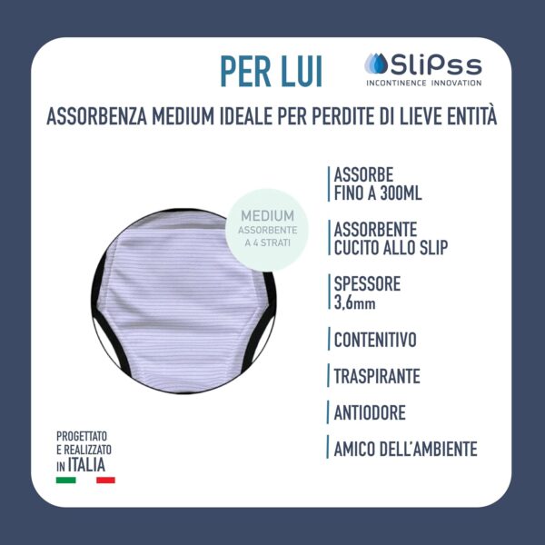 SliPss - Calzoncillo para la Incontinencia Urinaria - Talla XL - Color Negro - Absorción Media hasta 300ml - Equivalente a 1 Pañal Desechable - Lavable y Reutilizable - Discreto y Cómodo - 1 Unidad - Image 3