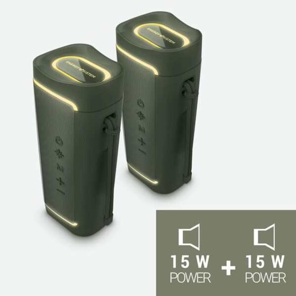 Energy Sistem Yume Eco Altavoz Bluetooth (Plástico 100% Reciclado, 15 W, Resistente al Agua IPX6, TWS, MP3, Micro SD) Verde - Image 5