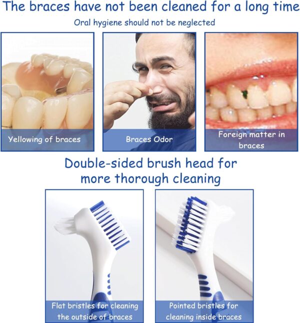 4 Piezas Cepillos De Limpieza De Dientes,Cepillos Para Dentaduras Postizas,Cepillo Para Dientes Postizos,Cabezal De Cepillo De Doble ángulo,Cepillo Protesis Dental,Para Limpieza De Retenedores - Image 5
