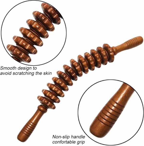 Rodillo Masaje Muscular,Anti Celulitis Masajeador Rodillo Rodillo Masajeador Curvado Para Todo El Cuerpo,Masajeador Anticelulitico Con 12 Rodillos,Alivio Del Dolor Muscular Y Relajación,43cm(marrón) - Image 3