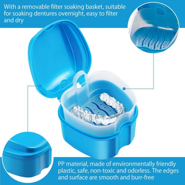 HENGBIRD 4 caja ferula dental, caja para prótesis, caja de dentaduras, caja de dentaduras, funda invisalign, caja dentadura postiza, cepillo para dentaduras postizas, contenedor para limpieza - Image 4