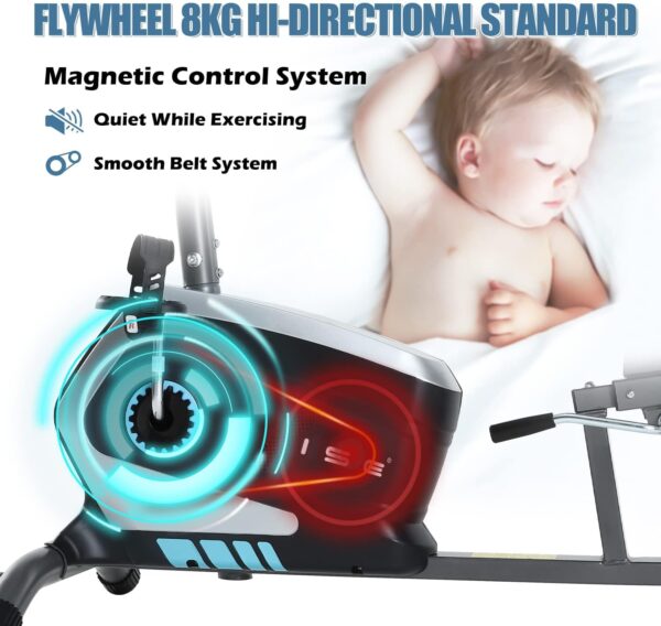 ISE Bicicleta Estática con Respaldo, Bicicleta Estatica Reclinadas, 8 Niveles de Resistencia, Sensor de Pulso, Bici Estatica Entrenamientos de Recuperación,Bicicletas Estaticas, Máx. 120 kg - Image 6