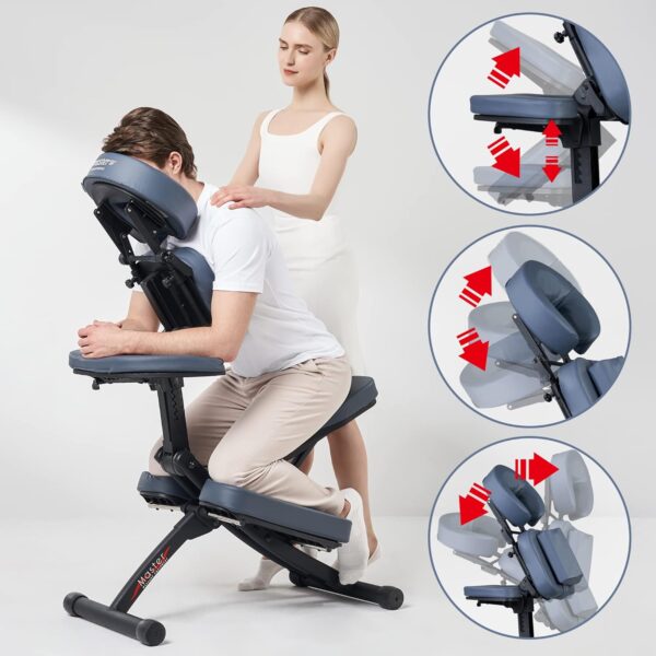 Master Massage Silla de Masaje Plegable Profesional, de Aluminio, Ajustable, Ligera, con cojín Musical, Funda de Transporte Bluetooth, Azul, Talla única - Image 3