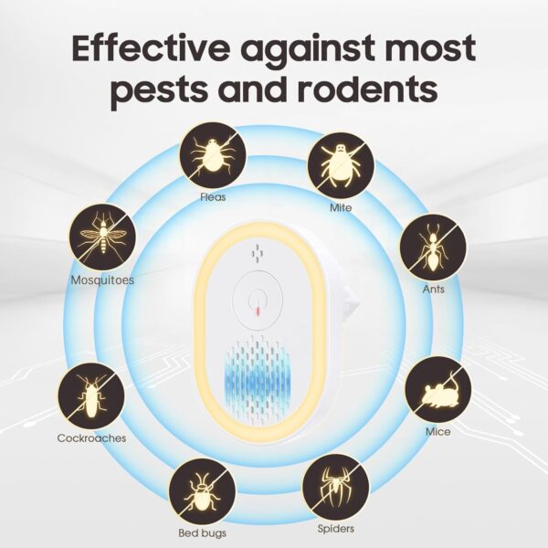 Repelente Ultrasónico de Plagas 6 Paquetes, Repelente Ultrasónico Antiparasitario Electrónico Repelente Mosquitos Insectos Control para Interiores Anti Cucarachas, Moscas,Mosquitos,Ratones,Arañas - Image 6