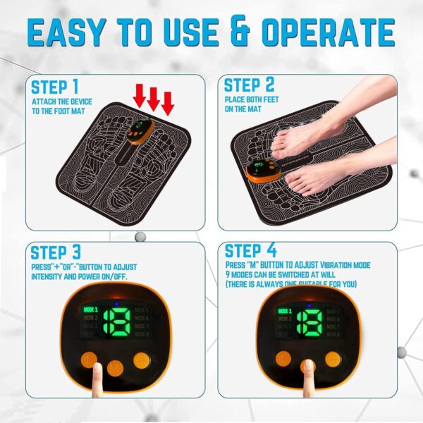 Masajeador de pies EMS Masajeador de Pies, Masajeador Plantar Eléctrico Plegable y Portátil, para Circulación Sanguínea y Alivio del Dolor Muscular, 8 Modos y 19 Intensidades - Image 6