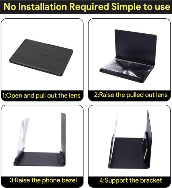 AREVERA 10" Lupa de Pantalla de Teléfono, 3D HD Amplificador Teléfono Inteligente Lupa Pantalla de Proyector Plegable, Adecuada para Ver Videos de Películas en Todos Los Teléfonos Inteligentes