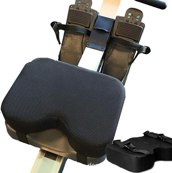 Kanu - Cojín de asiento de alto rendimiento para máquina de remo con espuma viscoelástica más gruesa, cubierta lavable y correa - Funciona también muy bien con bicicletas de ejercicio estacionarias