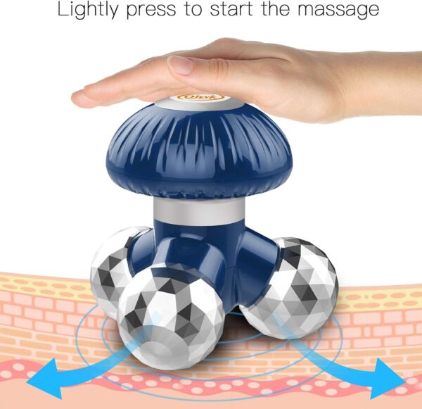 QHYK Handheld Vibrate Massager, 3 cabezas de masaje tocar el cuerpo, Batería o USB Power Proporcionar electricidad, Aliviar Cuerpo o tensión muscular, Full Body Massager portátil, Azul - Image 3