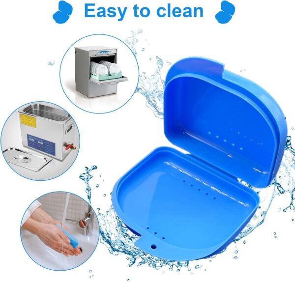 EUPSIIU 3 Piezas Caja Ortodoncia, Caja Dentadura, Caja de Dientes para Proteger Los Dientes con Agujeros de Ventilación, Caja Ferula, para Dentadura Postiza, Férula, Retenedor (Blanco, Azul, Rosa) - Image 6