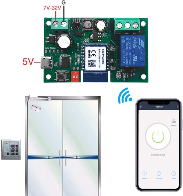 Eachen MóDulo Relé Inteligente InaláMbrico 1 Canal Para Smart Home Remote Control Dc 5V/12V, Se Aplica Al Control De Acceso, Encender Pc, Puerta De Garaje, Funciona Con Tuya/Smart Life App - Image 5
