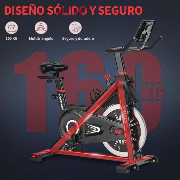 Bicicleta Estatica, Bici Estatica Profesional DMASUN con Portavasos, Ejercicio Silencioso Seguro, Cómodo Cojín Del Asiento, Capacidad 160 kg (Funda Sillin Bicicleta Estatica Incluida) - Image 5
