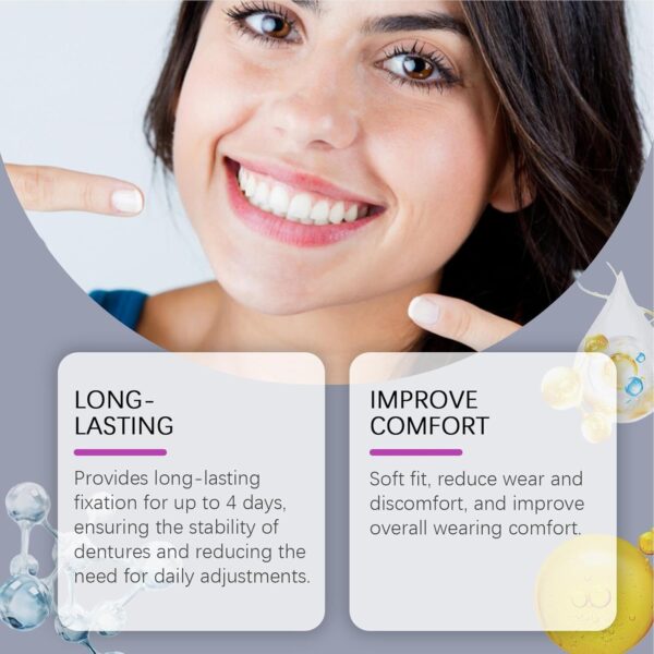 Uhngw Adhesivo para dentaduras postizas,Crema adhesiva para dentaduras postizas - Crema para dentaduras postizas de 40 g para una sujeción segura | Crema adhesiva de fijación fuerte durante todo el - Image 6
