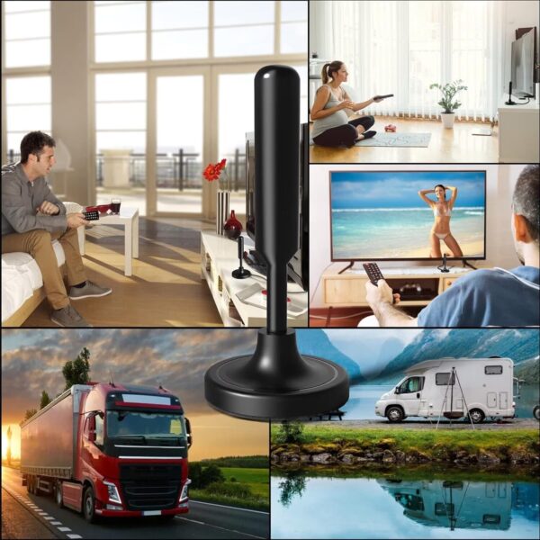 YOUNLEN Antena TV,Antena TV Interior Potente tdt,DVB-T2 DTMB Receptor de TV de Ganancia 4K 1080P VHF Antena Digital HD,Cable 5m,Base Magnética,Recepción 360° Amplificador Antena TV Interior vsg - Image 5