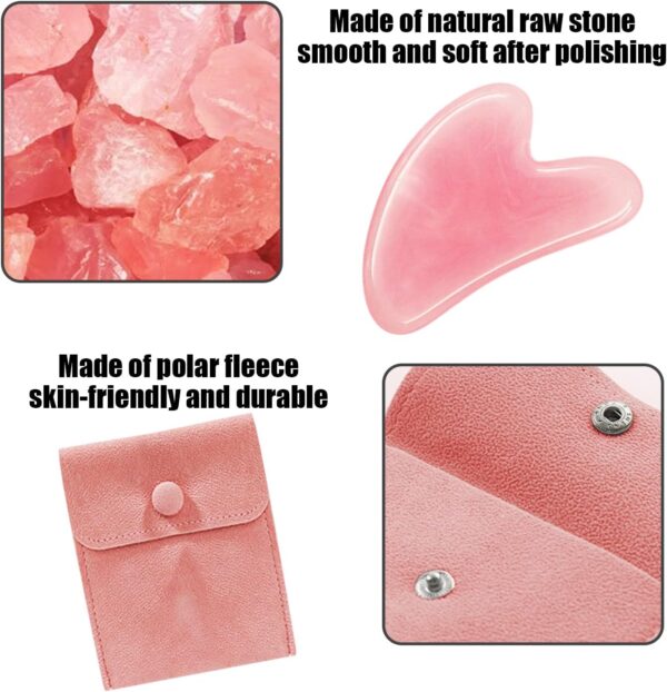 NyxSeat 1 piedra Gua Sha en forma de corazón y 1 bolsa de almacenamiento, masajeador de resina, herramienta de masaje, piedras de masaje facial para ojos, cuidado de la piel del cuello y relajación - Image 3