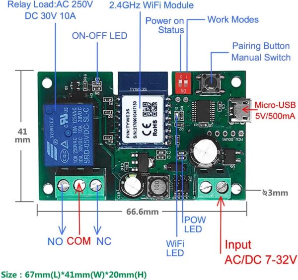 Eachen MóDulo Relé Inteligente InaláMbrico 1 Canal Para Smart Home Remote Control Dc 5V/12V, Se Aplica Al Control De Acceso, Encender Pc, Puerta De Garaje, Funciona Con Tuya/Smart Life App - Image 2