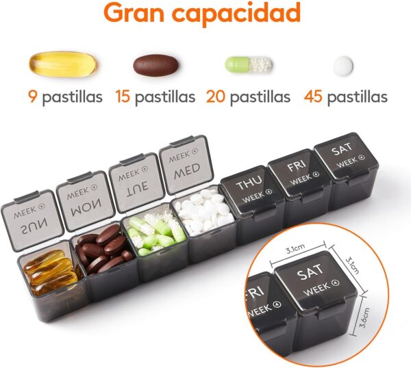Lifewit Pastillero Mensual, Organizador de Pastillas de 28 Días, Pastilleros de 4 Semanas y un Mes, Organizadores de Medicamentos con Compartimentos Amplios para Vitaminas, Aceites, Suplementos - Image 3