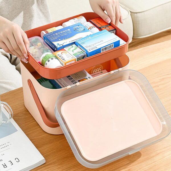 liuer Caja Medicamentos, Pequeño Caja Botiquín de Plástico con Asa,Botiquín de Primeros Auxilios,Almacenamiento de Botiquín Portátil,Organizador de Caja Médica,Caja de Botiquines Caseros - Image 5