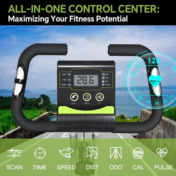 LINBOLUSA Bicicleta estática de interior para personas mayores, bicicleta estática plegable 5 en 1 con resistencia magnética de 16 niveles y paseo en tres posiciones, capacidad de 300 libras, volante - Image 6