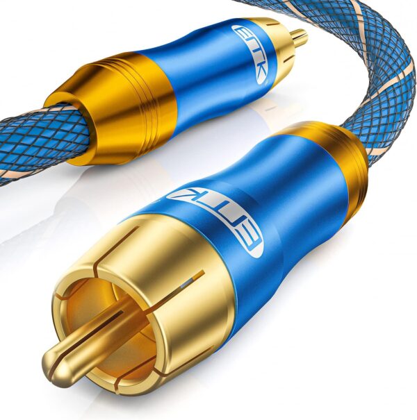 Cable de Audio RCA para Subwoofer Cable Coaxial Digital con Conector RCA Macho a RCA Macho Subwoofer Receptor AV Amplificador Cine de Casa (2M, Coaxial Digital con Conector RCA, Azul)