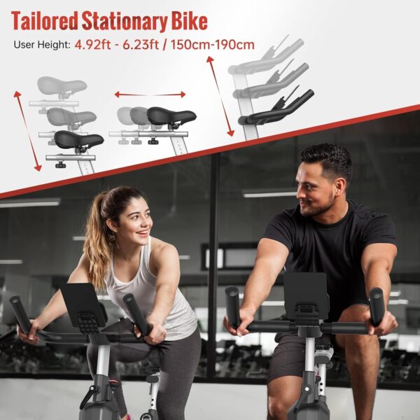 PASYOU Bicicleta Estática Magnética para Bici en Casa con Correa de Transmisión con Pantalla de RPM y Soporte para IPAD - Capacidad de Peso de 150 KG Negro - Image 3