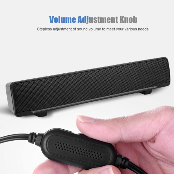 Denash Altavoz con Cable USB, Escritorio Sonido Envolvente de Sonido estéreo 3D con una Entrada de luz LED de 3.5mm para PC/Tableta/teléfono Inteligente(Negro) - Image 5
