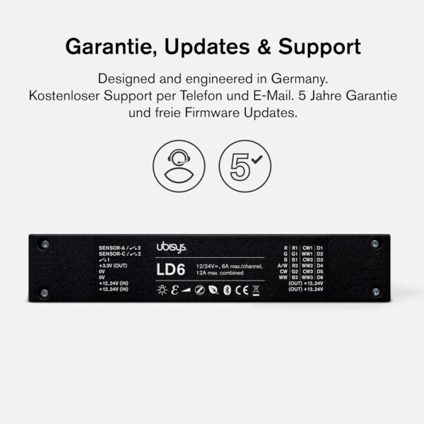ubisys Controlador LED LD6: Zigbee/Bluetooth | 12/24 V | RGBW, blanco sintonizable o monocolor | hasta 6 luces - Image 8