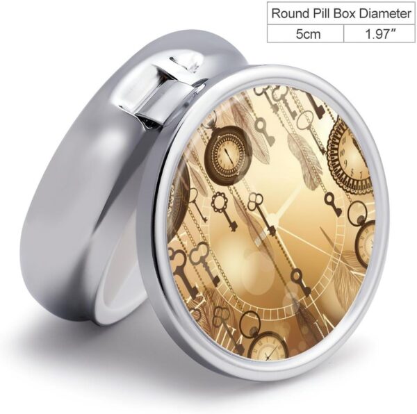 Reloj Vintage Pastillero Portátiles De Viaje Dosificador De Comprimidos Organizador Medicación 5 cm - Image 2