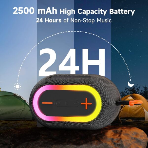JYX Altavoz Bluetooth Potente 15W, Altavoz Inalámbrico Portátil Impermeable IPX5, Emparejamiento TWS, Dura 24 Horas, con Luz RGB, AUX y TF YH - Image 4