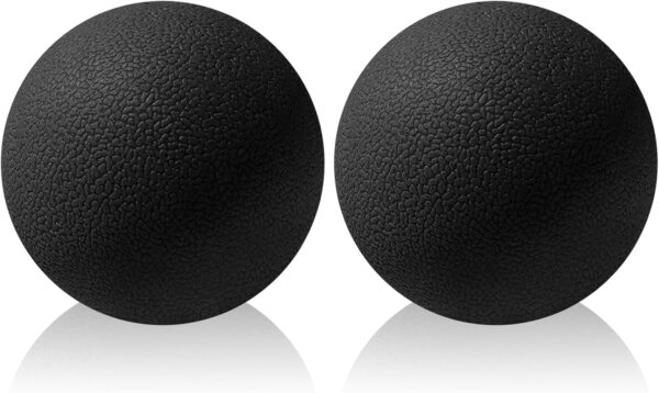 Gemtte 2 piezas pequeño juego de bolas fasciales, pelotas de masaje de espalda espina dorsal pies palma, bola de masaje de puntos gatillo para yoga, relajación muscular fascial (negro)