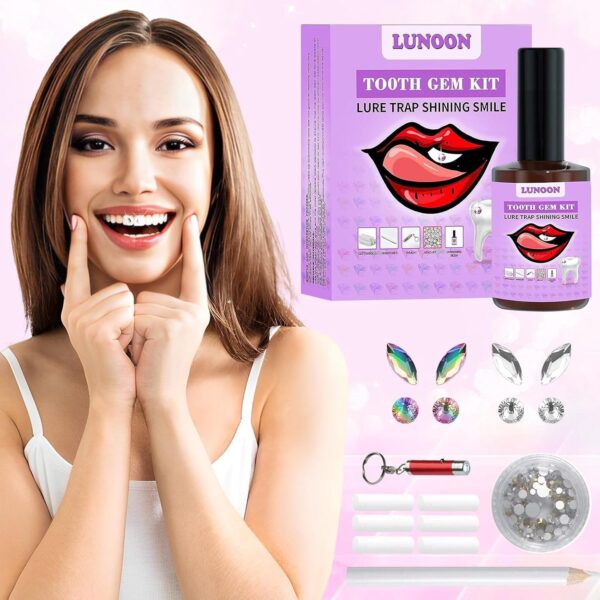 Tooth Gems Kit Gemas Diamante Dientes Kit Dentales De Gemas Para Dientes Juego De Decoración De Dientes De Joyería Adornos De Dientes Para Mujeres Gemas Kit Con 2 Pares De Gemas Mariposa - Image 3
