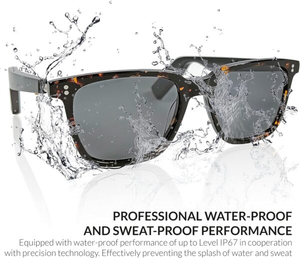 Gafas Bluetooth con altavoz estéreo y micrófono integrados | Gafas de sol AUDIO inalámbricas, IP7 impermeables, emparejamiento automático | Diseño unisex | Compatibilidad universal | mod.XR TS - Image 2