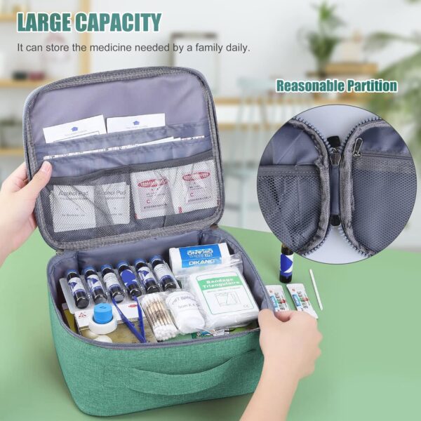 Bolsa de medicamentos para viajar, 3 unidades, bolsa de farmacia de viaje, bolsa vacía, bolsa de primeros auxilios, gran capacidad, bolsa de almacenamiento médico para el hogar, oficina al aire libre - Image 5