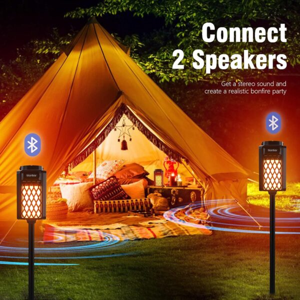 blonbar Altavoz Bluetooth Inalambrico Exterior Altavoces, IP65 Impermeable, 10W Altavoces Portatil Bluetooth Speaker con Luce de Llama con Audio HD para decoración del hogar, Patio, jardín - Image 3