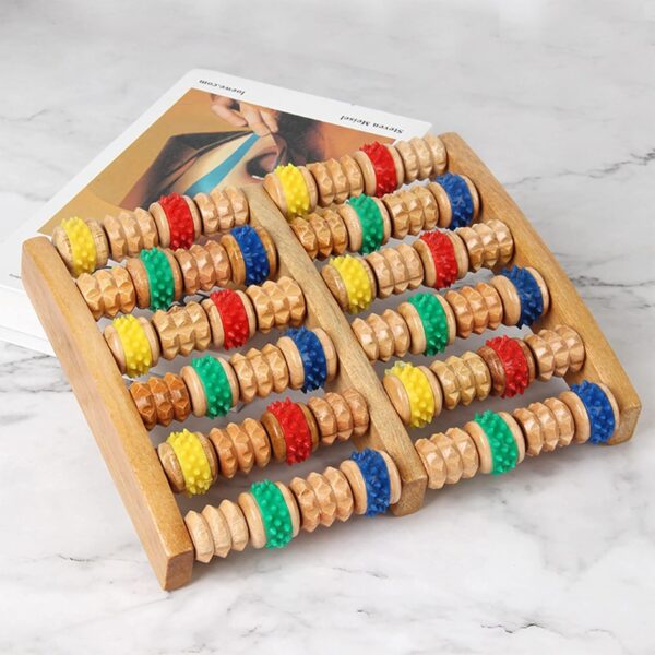 WSNDM Masajeador De Pies De Color De 6 Filas De Rodillos, Masajeador De Pies De Madera De Los Pies Para Reflexología Del Pie,Fascitis Plantar,Alivia El Dolor, Relaja y Reduce El Estrés - Image 3