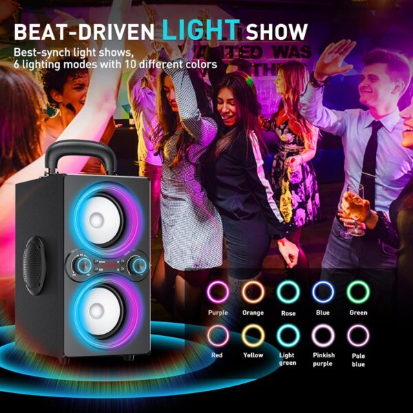 TPBEAT Altavoz Bluetooth Potente, 80W Party Altavoz Bluetooth inalámbrico, con Luces, Supergraves, Altavoz portatil estéreo TWS de Alto Volumen de 100 dB, para Fiestas, Camping - Image 3