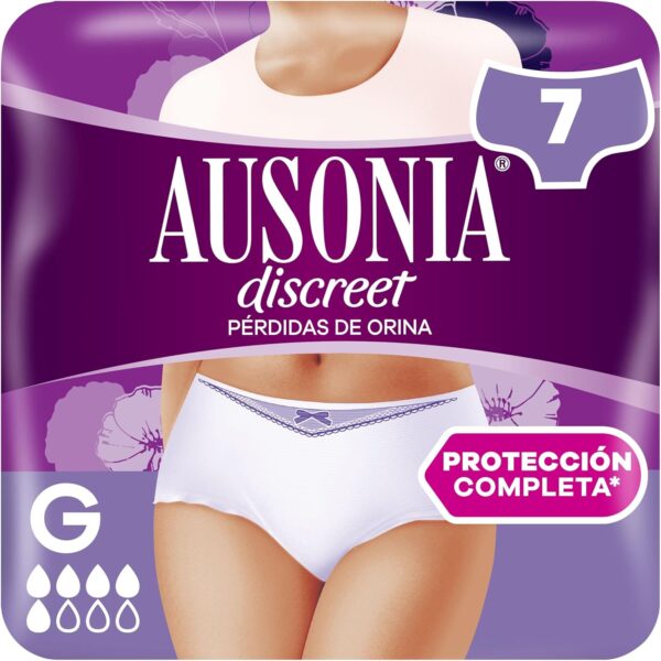 Ausonia Discreet Pants Compresas Incontienencia Mujer, 7 Unidades, Braguitas para Pédidas de Orina - Talla G, Blanco