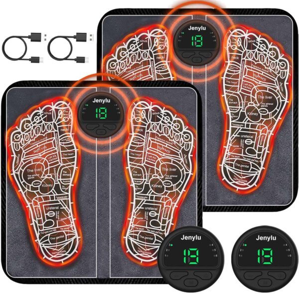Masajeador de Pies Eléctrico, Masajeador pies con Tecnología EMS para Circulación y 6 Modos, 20 Niveles de Intensidad Ajustable para Alivio del Dolor Masajeador de pies para la relajación muscular