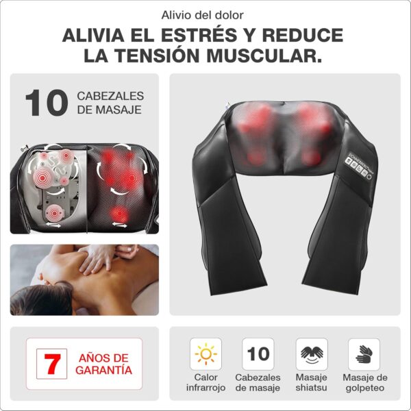 Donnerberg® Masajeador Cervical y Espalda Masajeador de Cuello con 2 tecnicas de Masaje Shiatsu y Tapping - Calor Infrarrojo Calidad alemana 7 AÑOS DE GARANTÍA- Regalo Ideal para ella/él - Image 2