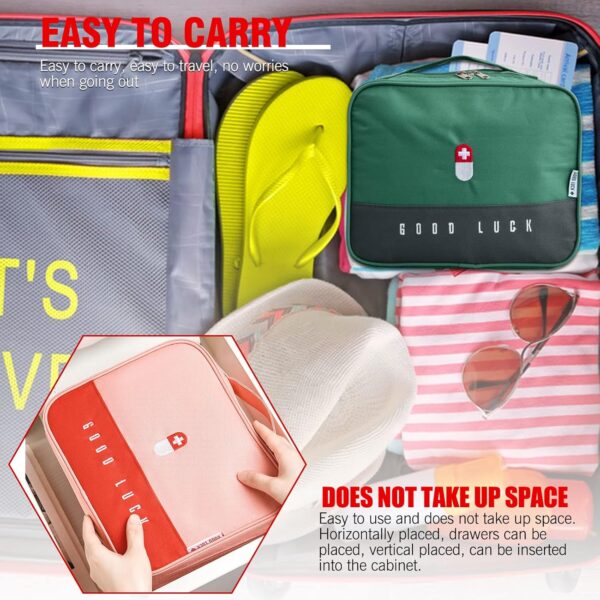 Bolsa de medicamentos, Bolsa de Emergencia, Botiquín de Primeros Auxilios Caja Médica Portátil de Emergencia, Grand Capacidad, Portátil, para Oficina Hogar Viajes Camping (Verde) - Image 5
