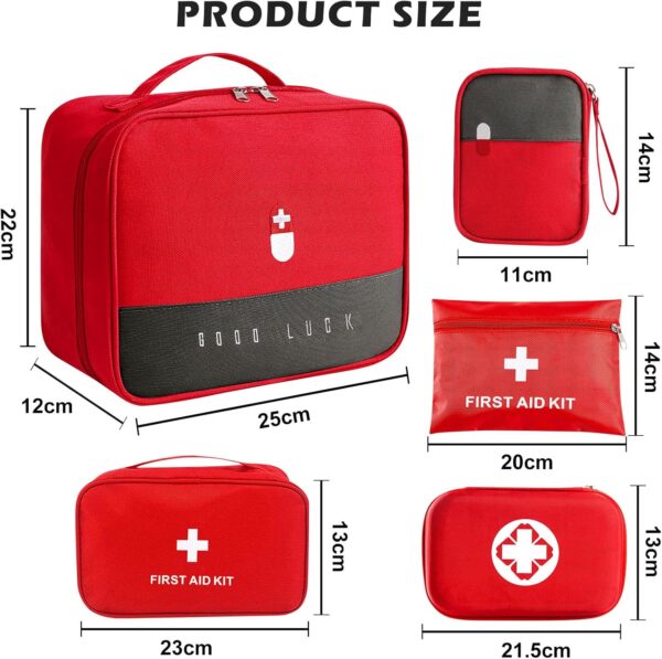Bolsa de medicamentos, 5 piezas bolsa de medicamentos, bolsa de primeros auxilios impermeable, bolsa de emergencia médica de gran capacidad, bolsa de almacenamiento vacía para la escuela, viajes, - Image 2