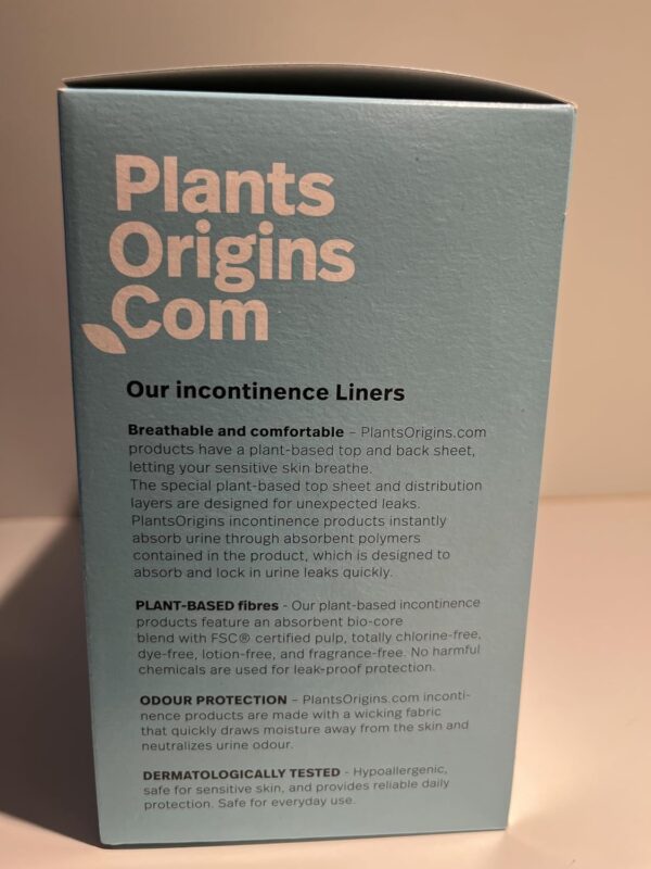 PlantsOrigins - 44 forros para mujer, extra largo, para incontinencia urinaria ligera o posparto, materiales 100% transpirables y a base de plantas, control activo de olores, libre de productos - Image 3