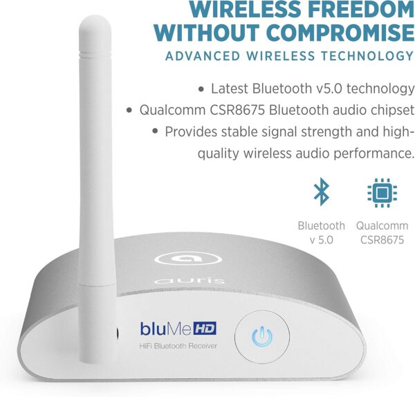 Auris Blume HD Receptor de música Bluetooth 5.0 Hi-Fi Adaptador de Audio inalámbrico con Audiophile DAC y aptX HD para Streaming a Home Stereo, Receptor AV o Amplificador estéreo - Image 3