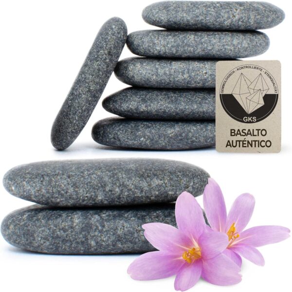 Piedras Calientes para los Dedos de los Pies [8 Unidades], Hot Sontes de Basalto Auténtico Certificado para Ofrecer Mucho Calor, Como Complemento de Su Hot Stone Massage Set