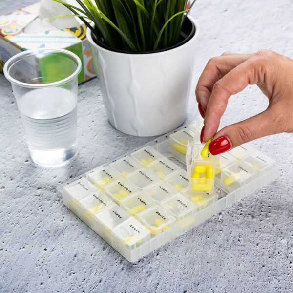 Pastillero Semanal Tomas Diarias Compartimentos Organizador de Medicamentos Caja de Pastillas Organizador de pastillas portátil 7 días (17x11x1,8cm) - Image 7