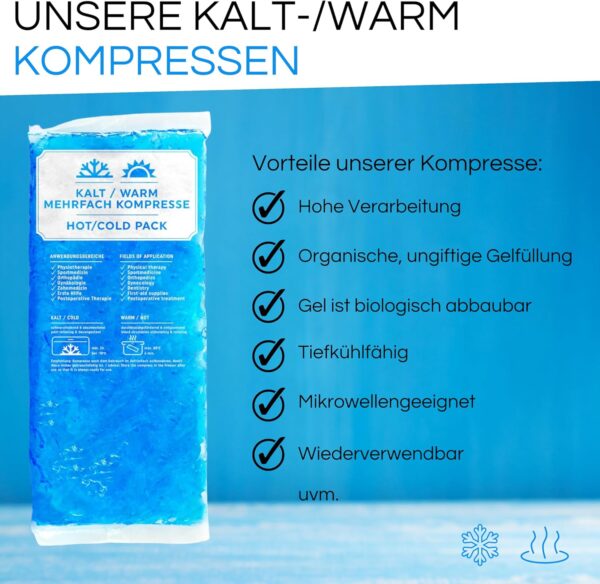 Coolmedic - Compresa de refrigeración prémium con vendaje, 29 x 12 cm, compresa fría XXL, 29 x 12 cm, compresas de refrigeración de gel para enfriar el dolor para niños y adultos - Image 5